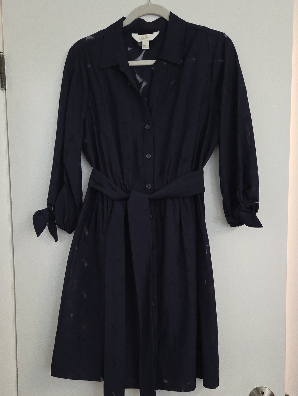 Lilly Pulitzer Navy Button-Front Shirt Dress with Tie Waist